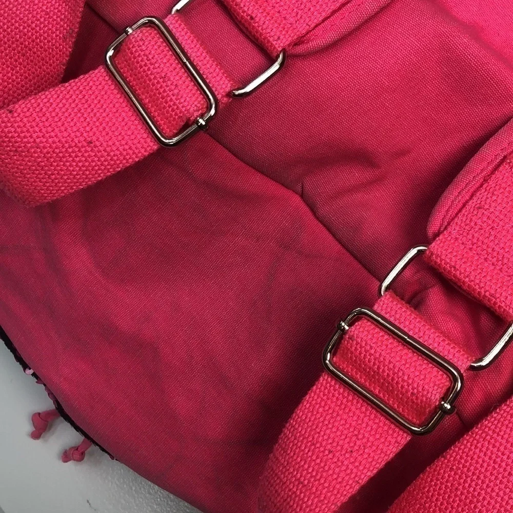 JUSTICE | Girls JUSTICE Hot Pink Sequin + Black Drawstring Backpack 🎒